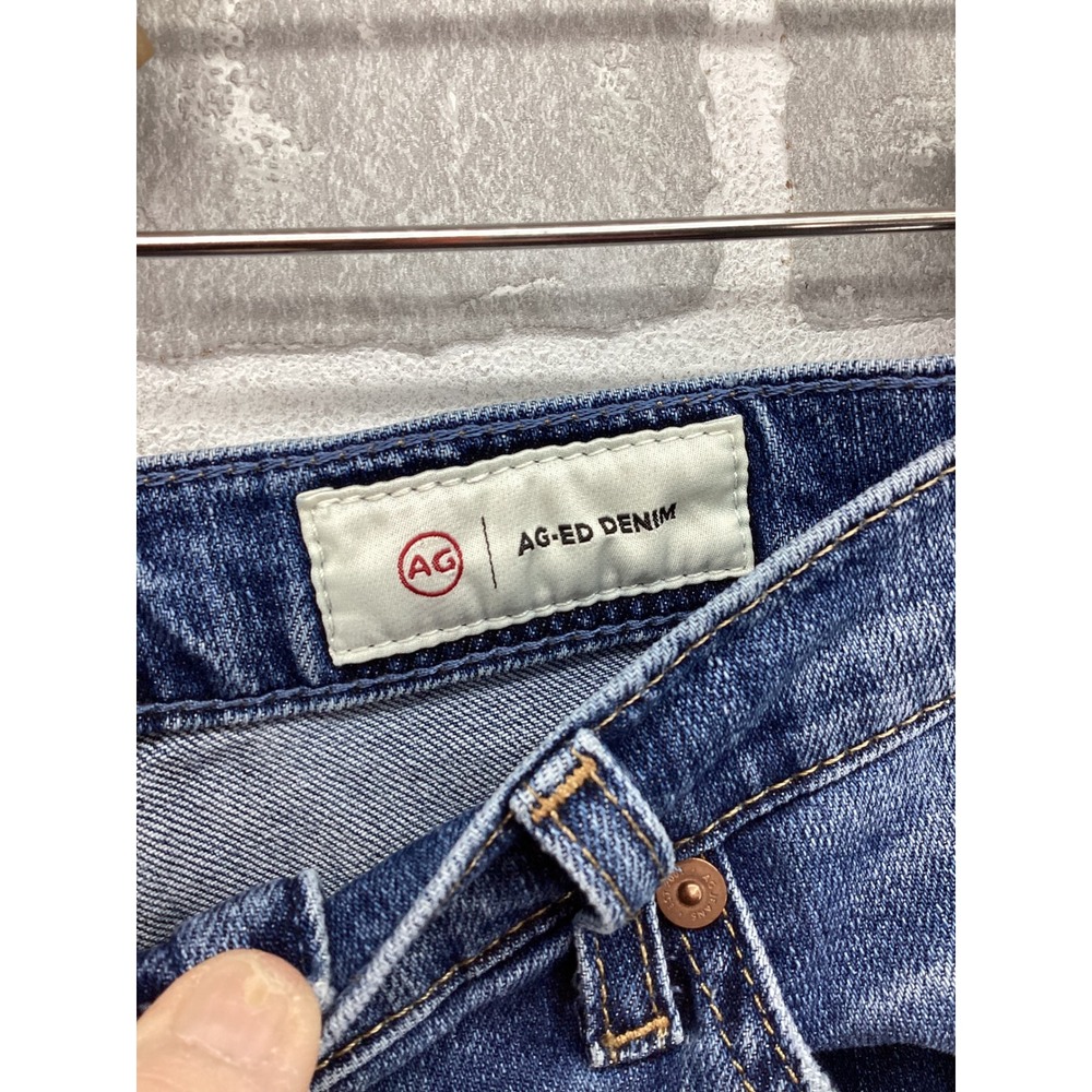 AG Adriano Goldschmied Brinley Crop Mid Rise Straight Jeans Blu 31 - Picture 4 of 6